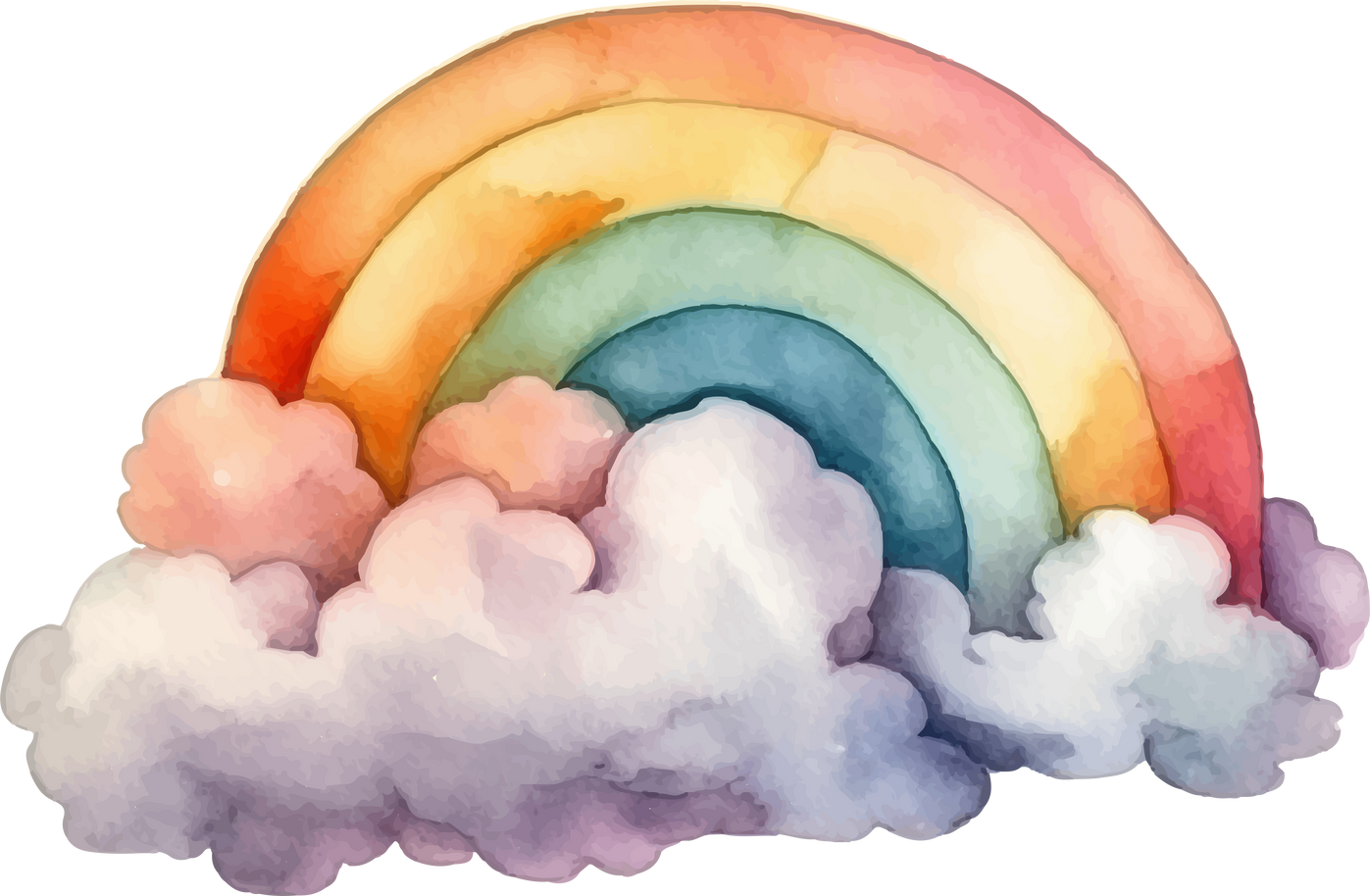 rainbow and cloud watercolor illustration
